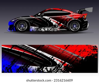 Car wrap design vector.Graphic abstract stripe racing background designs for vehicle, rally, race, adventure and car racing livery