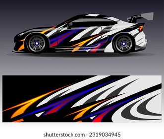 Car wrap design vector.Graphic abstract stripe racing background designs for vehicle, rally, race, adventure and car racing livery