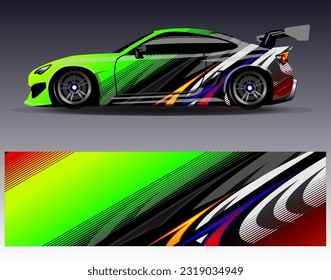 Car wrap design vector.Graphic abstract stripe racing background designs for vehicle, rally, race, adventure and car racing livery