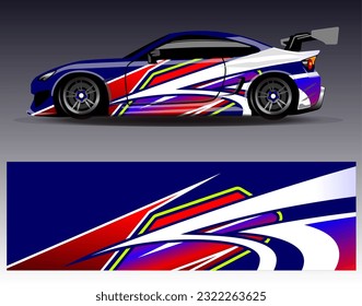 Diseño de envoltura de coches vectorial.Diseño gráfico abstracto de bandas de carreras de fondo para vehículos, carreras, carreras, aventuras y carreras de coches