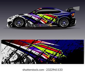 Car wrap design vector.Graphic abstract stripe racing background designs for vehicle, rally, race, adventure and car racing livery
