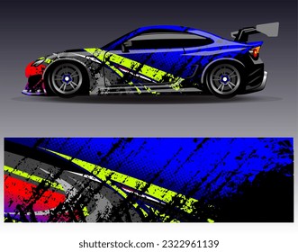 Car wrap design vector.Graphic abstract stripe racing background designs for vehicle, rally, race, adventure and car racing livery