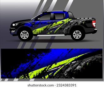 Diseño de envoltura de coches vectorial.Diseño gráfico abstracto de bandas de carreras de fondo para vehículos, carreras, carreras, aventuras y carreras de coches