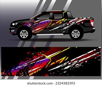 Diseño de envoltura de coches vectorial.Diseño gráfico abstracto de bandas de carreras de fondo para vehículos, carreras, carreras, aventuras y carreras de coches