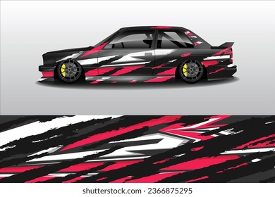  Vector de diseño de envoltura de coches.Diseño gráfico abstracto de bandas de carreras de fondo para vehículos, rally, carrera, aventura y coche