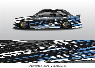  Vector de diseño de envoltura de coches.Diseño gráfico abstracto de bandas de carreras de fondo para vehículos, rally, carrera, aventura y coche