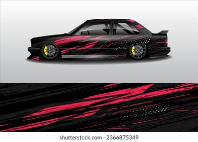  Vector de diseño de envoltura de coches.Diseño gráfico abstracto de bandas de carreras de fondo para vehículos, rally, carrera, aventura y coche