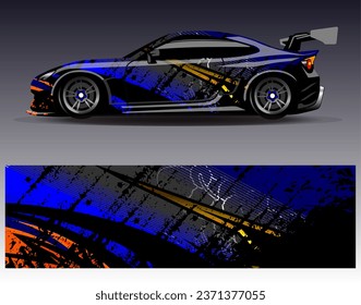 Car wrap design vector.Graphic abstract stripe racing background designs for vehicle, rally, race, adventure and car racing livery