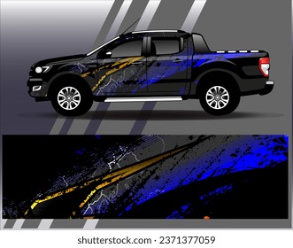 Diseño de envoltura de coches vectorial.Diseño gráfico abstracto de bandas de carreras de fondo para vehículos, carreras, carreras, aventuras y carreras de coches