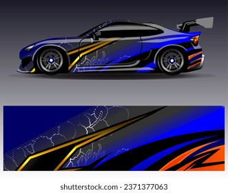 Car wrap design vector.Graphic abstract stripe racing background designs for vehicle, rally, race, adventure and car racing livery