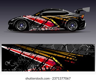 Car wrap design vector.Graphic abstract stripe racing background designs for vehicle, rally, race, adventure and car racing livery
