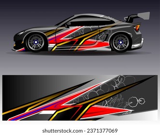 Car wrap design vector.Graphic abstract stripe racing background designs for vehicle, rally, race, adventure and car racing livery