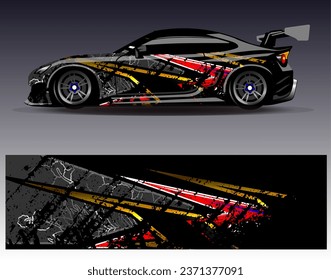 Car wrap design vector.Graphic abstract stripe racing background designs for vehicle, rally, race, adventure and car racing livery