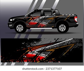 Car wrap design vector.Graphic abstract stripe racing background designs for vehicle, rally, race, adventure and car racing livery