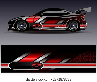 Car wrap design vector.Graphic abstract stripe racing background designs for vehicle, rally, race, adventure and car racing livery