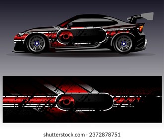 Car wrap design vector.Graphic abstract stripe racing background designs for vehicle, rally, race, adventure and car racing livery