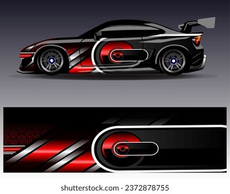 Car wrap design vector.Graphic abstract stripe racing background designs for vehicle, rally, race, adventure and car racing livery