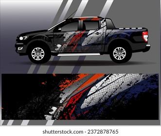 Car wrap design vector.Graphic abstract stripe racing background designs for vehicle, rally, race, adventure and car racing livery