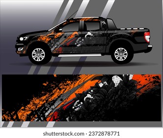 Car wrap design vector.Graphic abstract stripe racing background designs for vehicle, rally, race, adventure and car racing livery