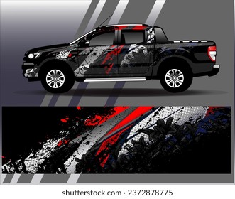 Car wrap design vector.Graphic abstract stripe racing background designs for vehicle, rally, race, adventure and car racing livery