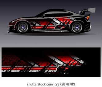 Car wrap design vector.Graphic abstract stripe racing background designs for vehicle, rally, race, adventure and car racing livery