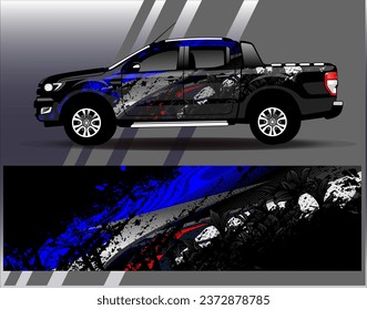 Car wrap design vector.Graphic abstract stripe racing background designs for vehicle, rally, race, adventure and car racing livery
