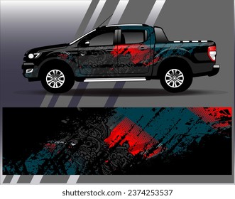 Car wrap design vector.Graphic abstract stripe racing background designs for vehicle, rally, race, adventure and car racing livery