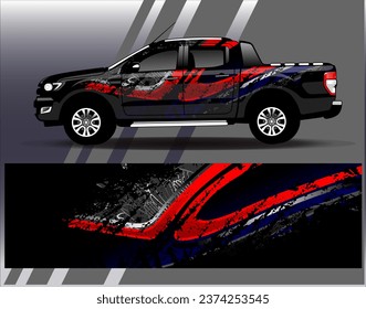 Car wrap design vector.Graphic abstract stripe racing background designs for vehicle, rally, race, adventure and car racing livery