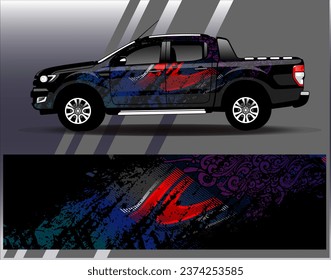 Car wrap design vector.Graphic abstract stripe racing background designs for vehicle, rally, race, adventure and car racing livery