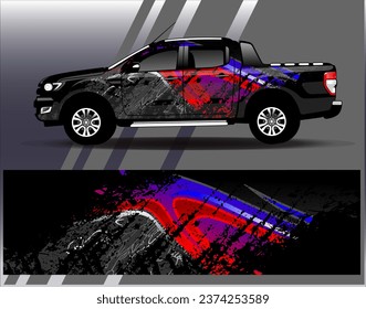Car wrap design vector.Graphic abstract stripe racing background designs for vehicle, rally, race, adventure and car racing livery
