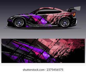 Car wrap design vector.Graphic abstract stripe racing background designs for vehicle, rally, race, adventure and car racing livery