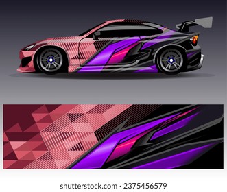 Car wrap design vector.Graphic abstract stripe racing background designs for vehicle, rally, race, adventure and car racing livery
