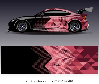 Diseño de envoltura de coches vectorial.Diseño gráfico abstracto de bandas de carreras de fondo para vehículos, carreras, carreras, aventuras y carreras de coches
