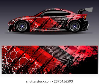 Diseño de envoltura de coches vectorial.Diseño gráfico abstracto de bandas de carreras de fondo para vehículos, carreras, carreras, aventuras y carreras de coches