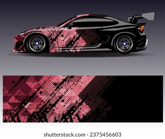Car wrap design vector.Graphic abstract stripe racing background designs for vehicle, rally, race, adventure and car racing livery