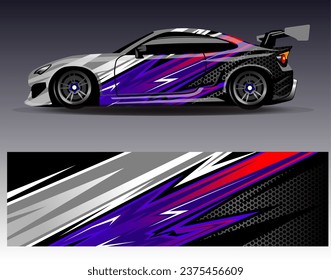 Car wrap design vector.Graphic abstract stripe racing background designs for vehicle, rally, race, adventure and car racing livery