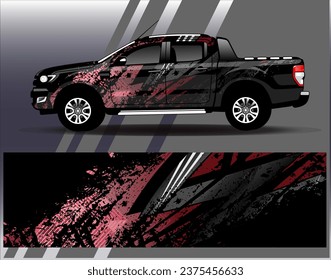 Car wrap design vector.Graphic abstract stripe racing background designs for vehicle, rally, race, adventure and car racing livery