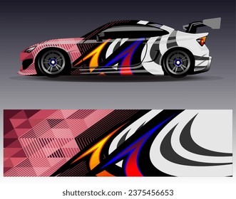 Car wrap design vector.Graphic abstract stripe racing background designs for vehicle, rally, race, adventure and car racing livery