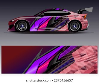 Car wrap design vector.Graphic abstract stripe racing background designs for vehicle, rally, race, adventure and car racing livery