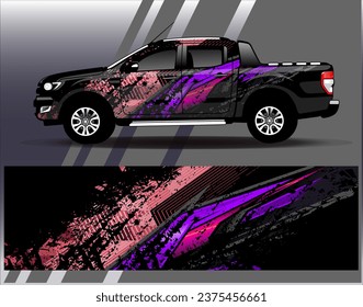 Diseño de envoltura de coches vectorial.Diseño gráfico abstracto de bandas de carreras de fondo para vehículos, carreras, carreras, aventuras y carreras de coches