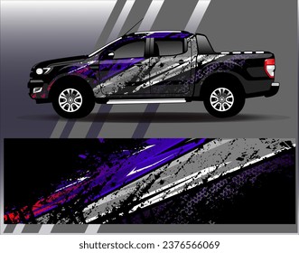 Car wrap design vector.Graphic abstract stripe racing background designs for vehicle, rally, race, adventure and car racing livery