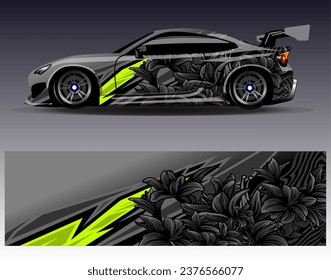 Car wrap design vector.Graphic abstract stripe racing background designs for vehicle, rally, race, adventure and car racing livery