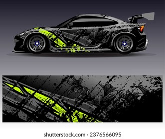 Car wrap design vector.Graphic abstract stripe racing background designs for vehicle, rally, race, adventure and car racing livery