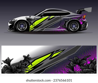Car wrap design vector.Graphic abstract stripe racing background designs for vehicle, rally, race, adventure and car racing livery
