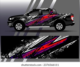 Diseño de envoltura de coches vectorial.Diseño gráfico abstracto de bandas de carreras de fondo para vehículos, carreras, carreras, aventuras y carreras de coches