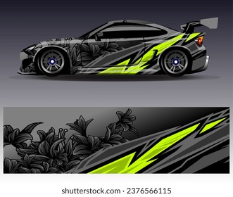 Car wrap design vector.Graphic abstract stripe racing background designs for vehicle, rally, race, adventure and car racing livery