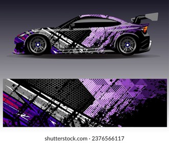 Car wrap design vector.Graphic abstract stripe racing background designs for vehicle, rally, race, adventure and car racing livery