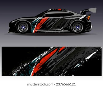 Diseño de envoltura de coches vectorial.Diseño gráfico abstracto de bandas de carreras de fondo para vehículos, carreras, carreras, aventuras y carreras de coches