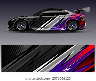 Car wrap design vector.Graphic abstract stripe racing background designs for vehicle, rally, race, adventure and car racing livery