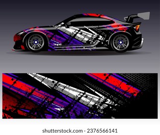 Diseño de envoltura de coches vectorial.Diseño gráfico abstracto de bandas de carreras de fondo para vehículos, carreras, carreras, aventuras y carreras de coches